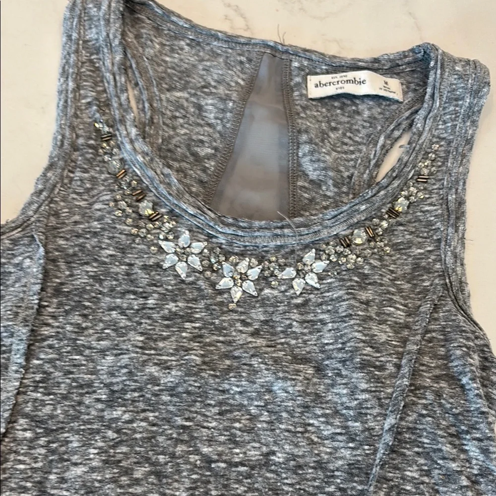 Abercrombie Kids Gray Asymmetrical Embellished Tank Top